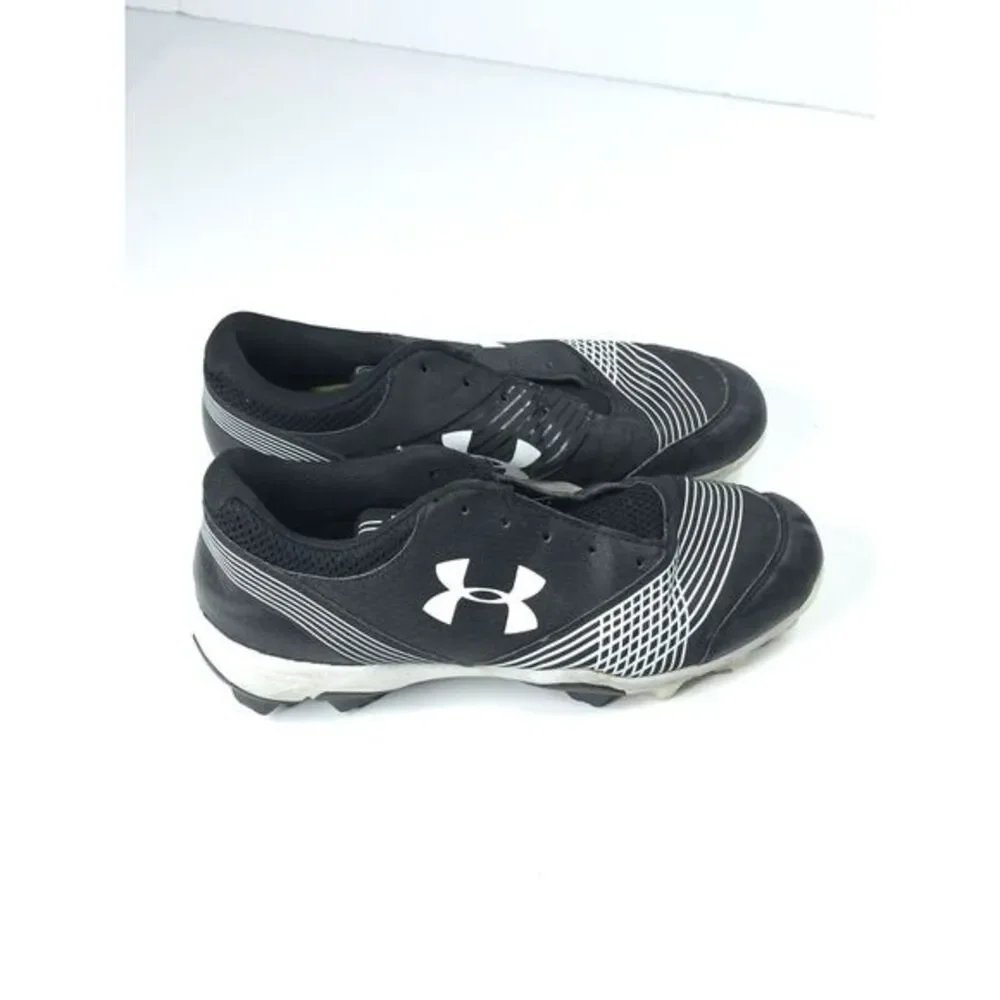 Under Armour 1297334-011 Men's Black White Lace-up Athletic Shoes Cleats 9